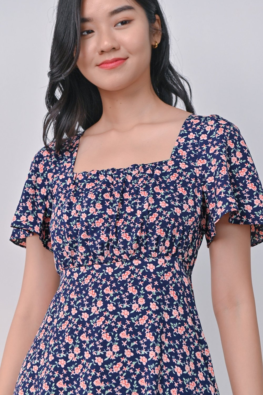 CARENE RUCHED DRESS-ROMPER IN BLUE