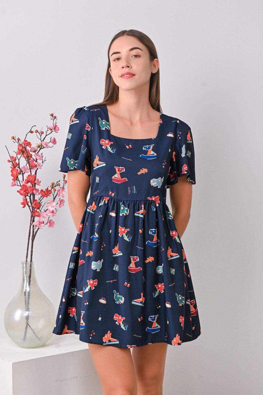 PLAYGROUND NAVY DRESS-ROMPER