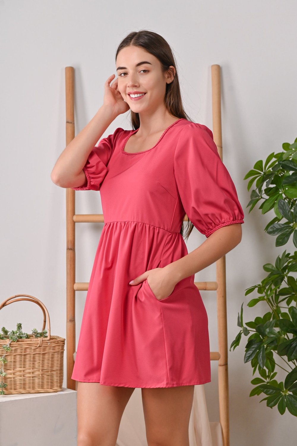 FERNA BRAIDED DRESS-ROMPER IN PINK