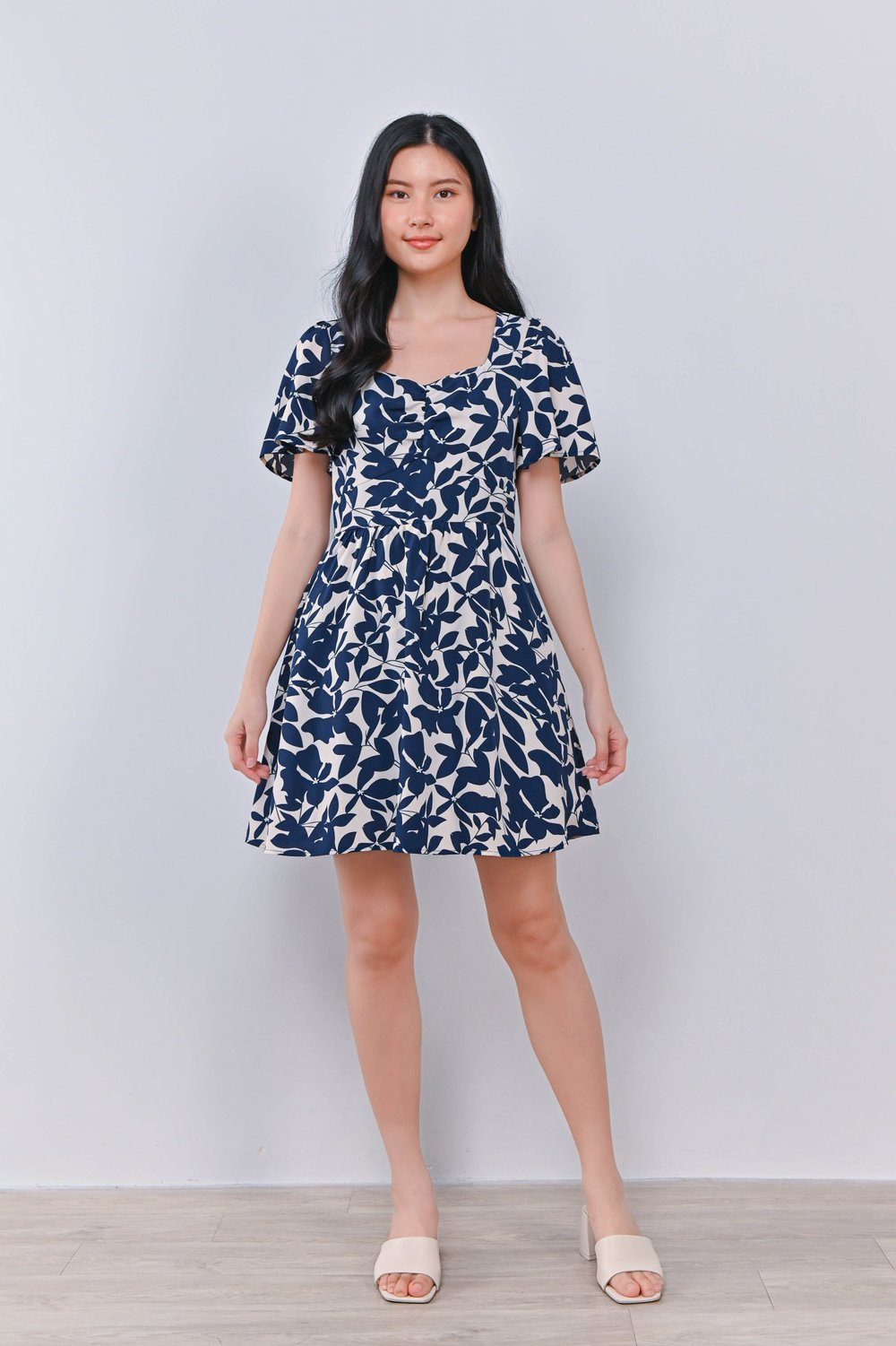 GAIL BLUE ABSTRACT DRESS-ROMPER