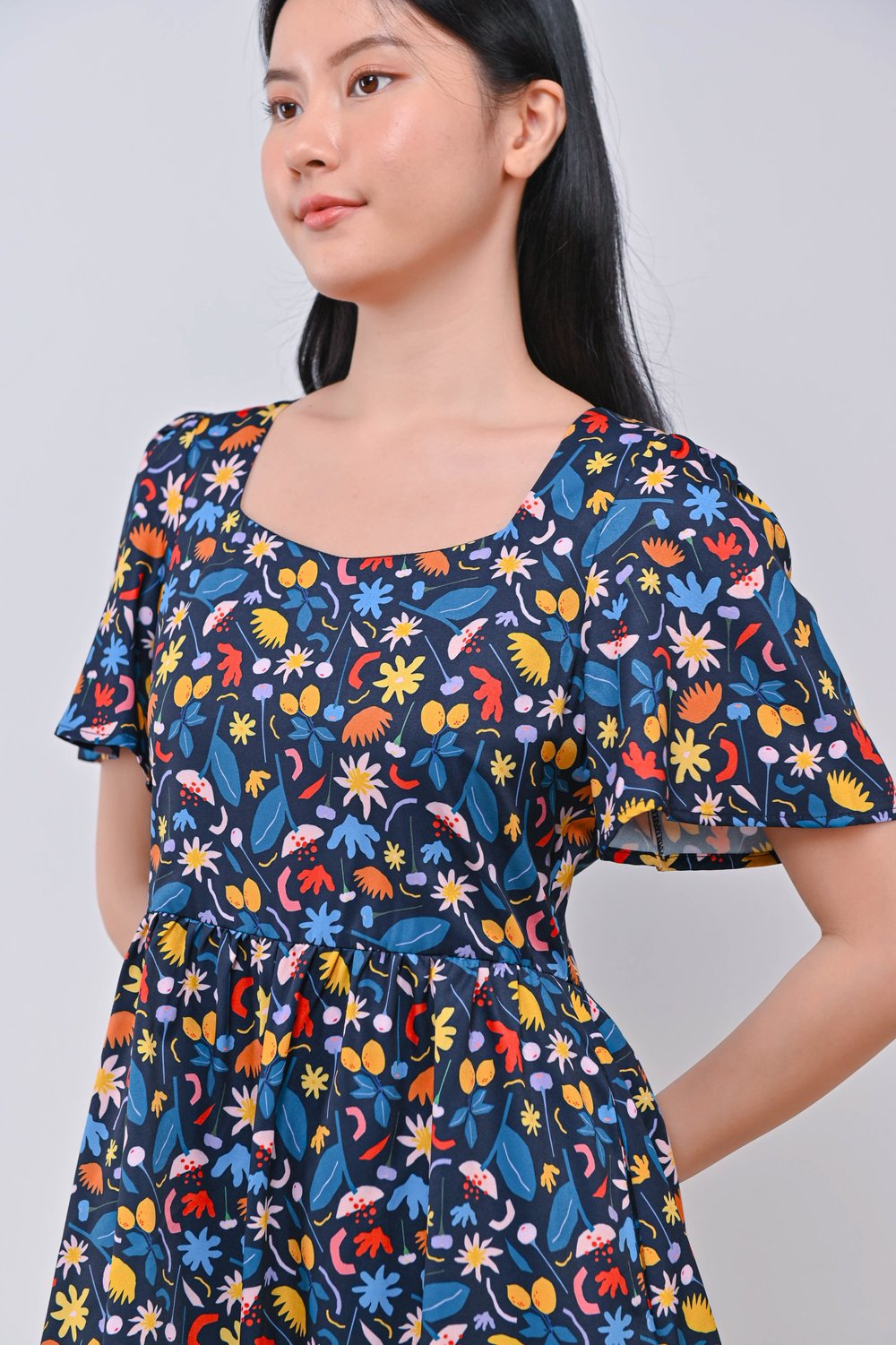 GEOMETRIC BOUQUET SWEETHEART DRESS-ROMPER