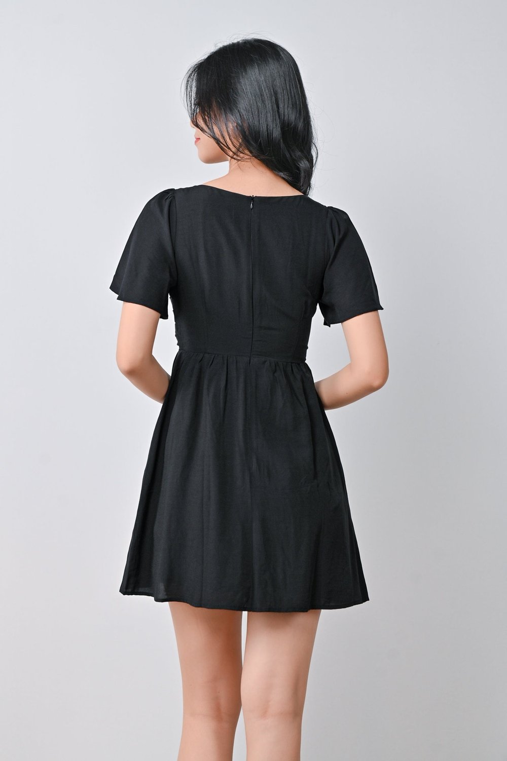 REGINE PLEAT DRESS-ROMPER IN BLACK