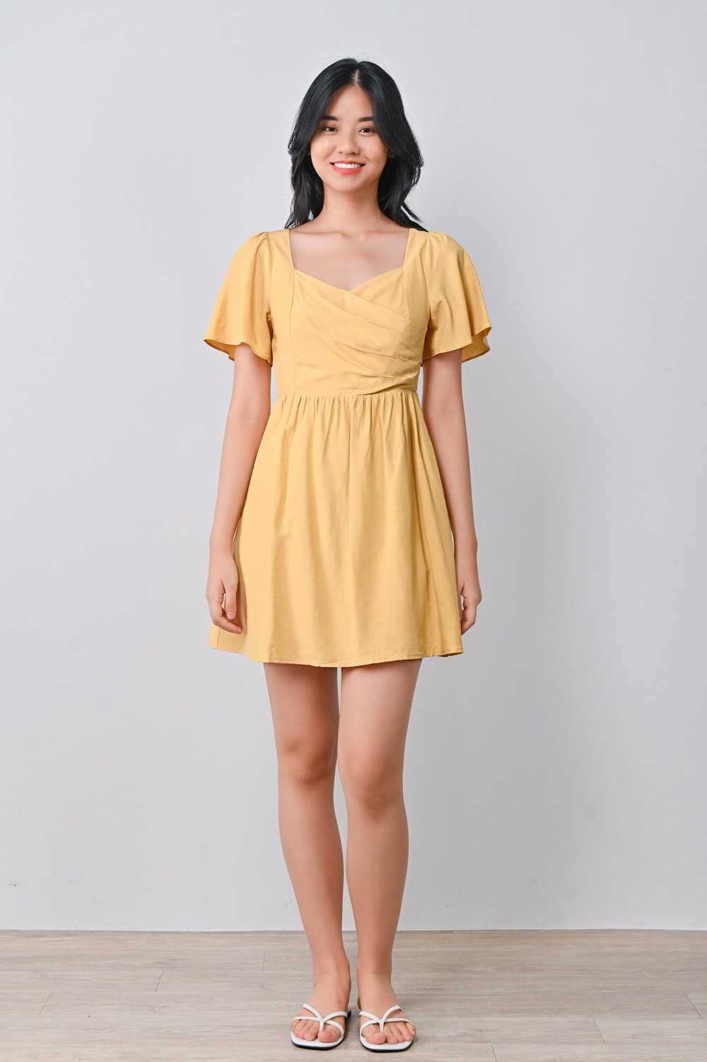 REGINE PLEAT DRESS-ROMPER IN YELLOW