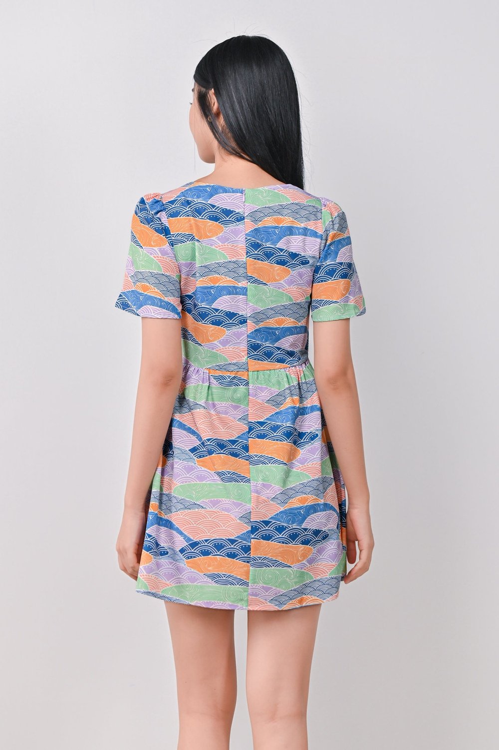 TANGY WAVE COLLAGE DRESS-ROMPER