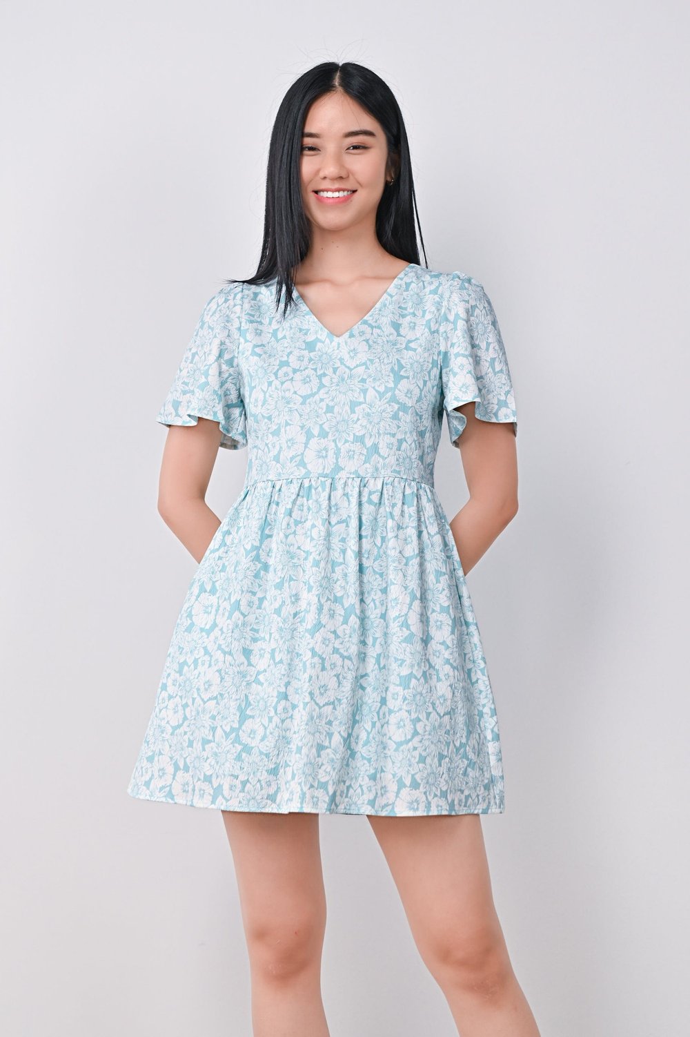TIFFANY BLOOMS V-NECK DRESS-ROMPER