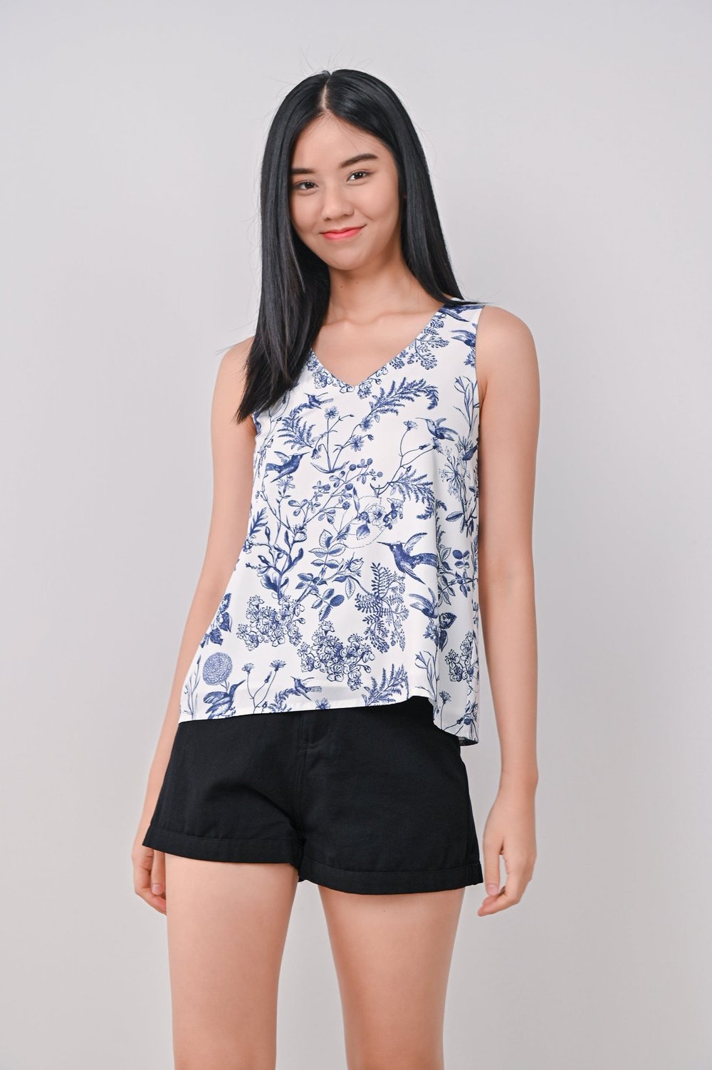 NAVY HUMMINGBIRD TWO-WAY TOP