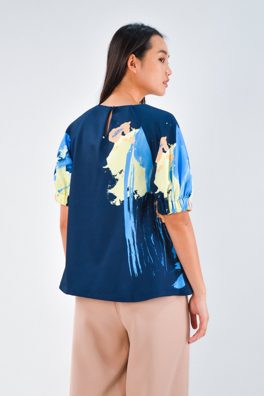 PAINT SLEEVED TOP IN NAVY