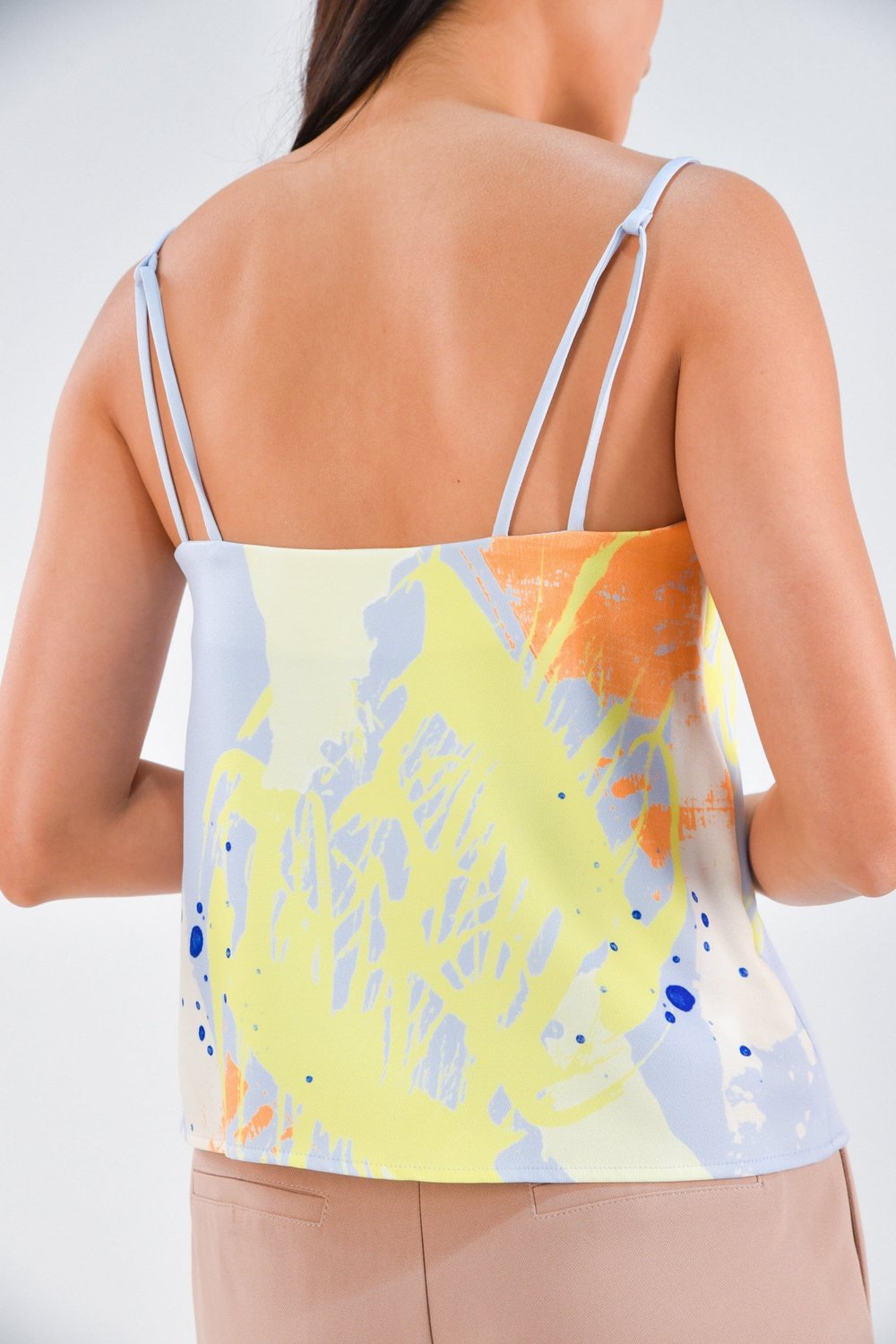 PAINT SPAG TOP IN LIGHT BLUE
