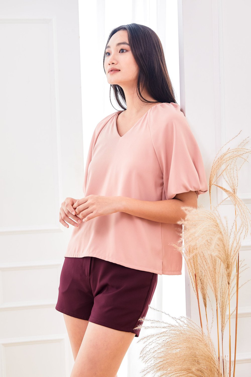 SMITH PUFF-SLEEVED TOP IN PINK