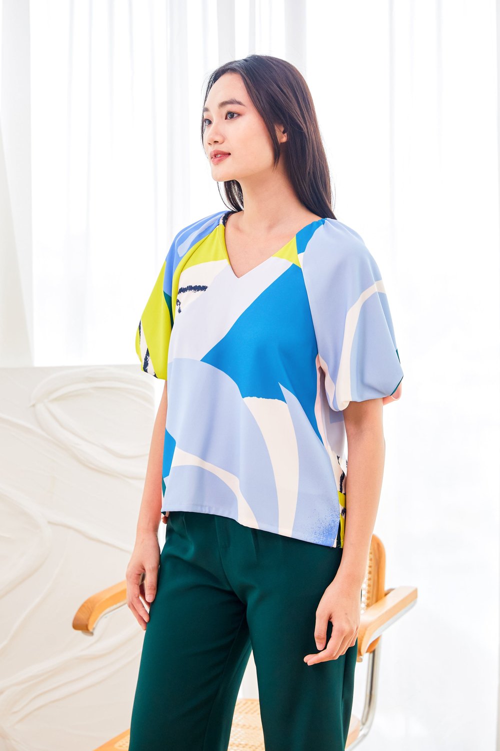 TAS X AWE PUFF-SLEEVED TOP IN JUNSAPO