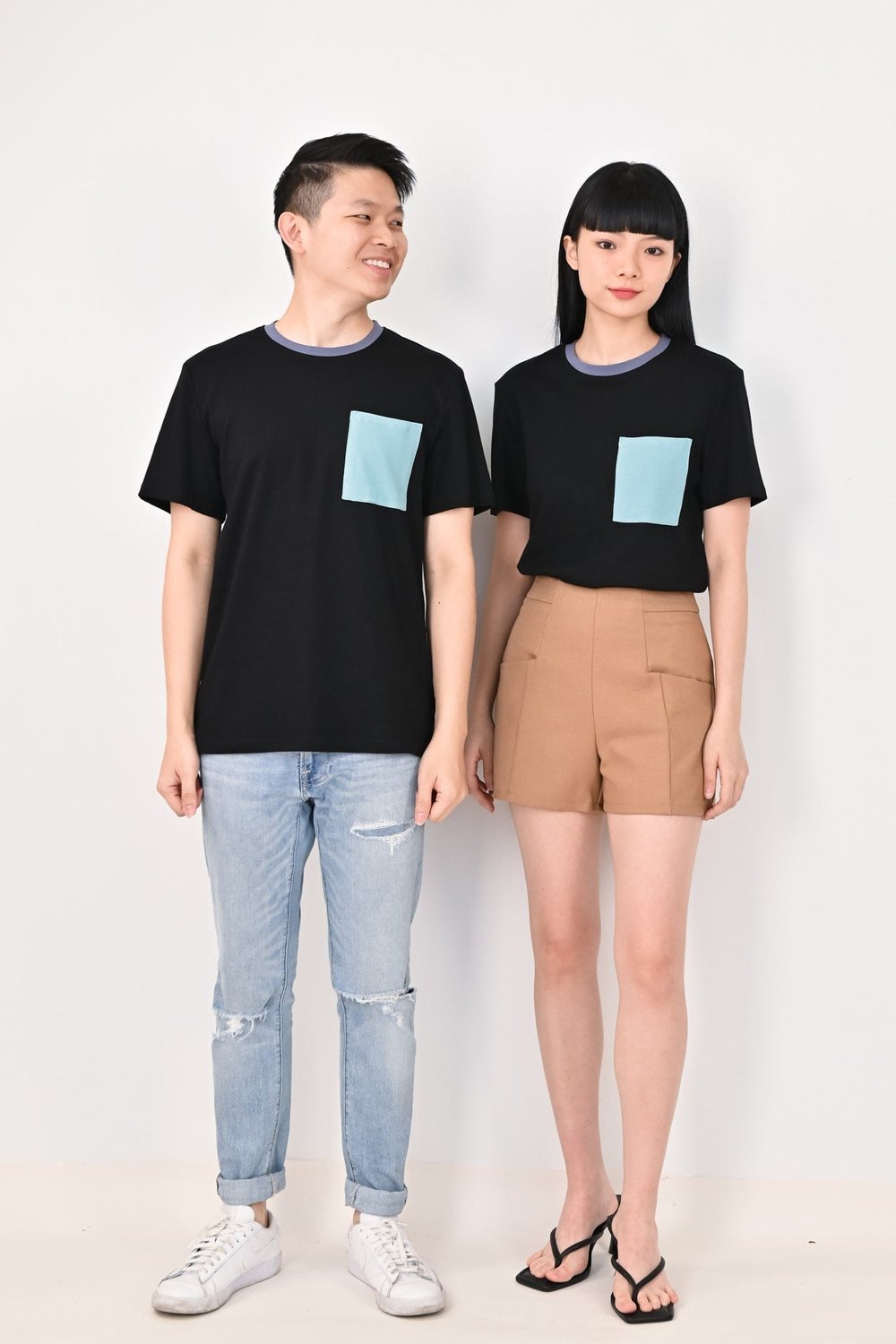 TREVOR COLOURBLOCK TEE IN BLACK
