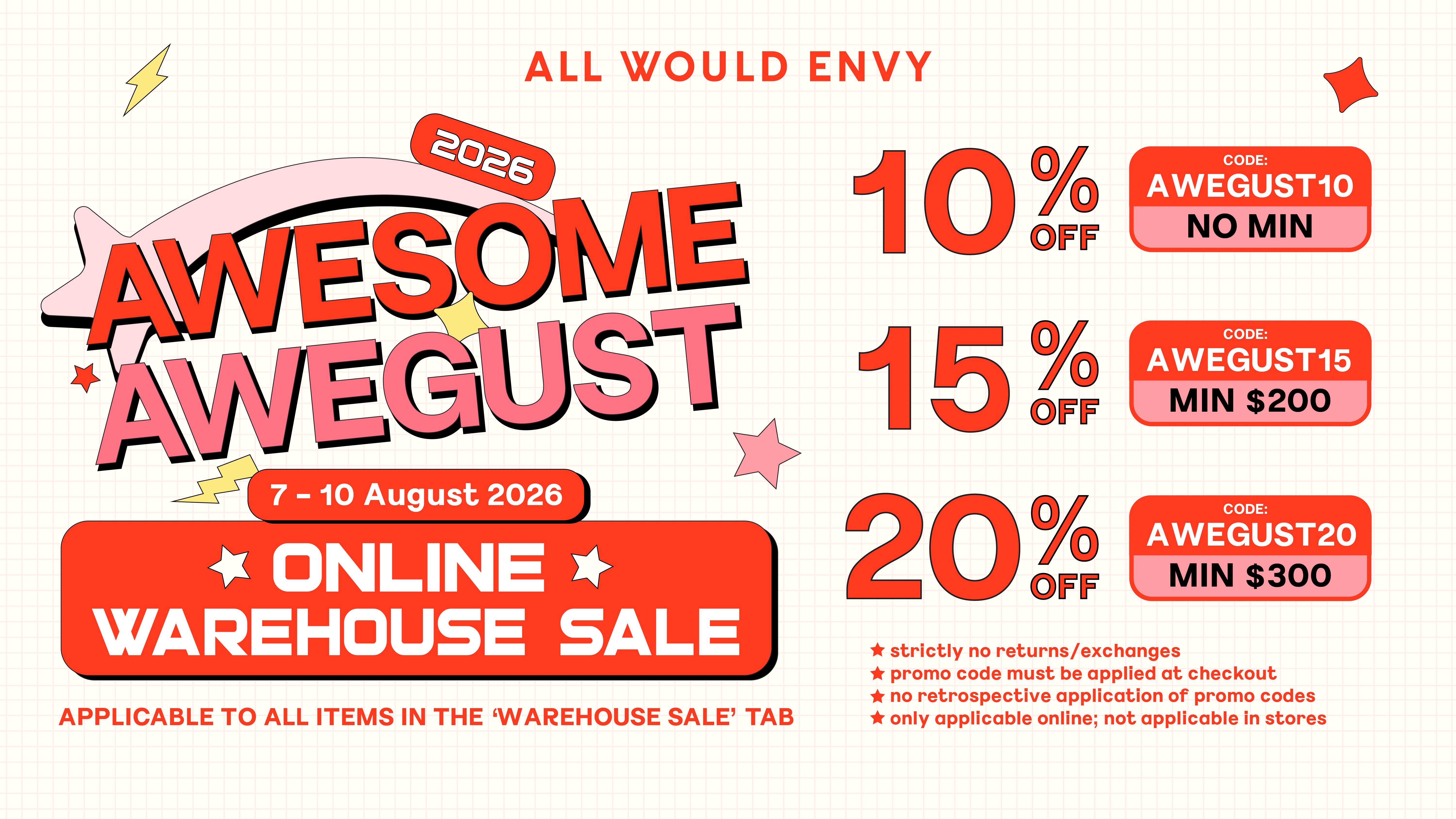 AWESOME AWEGUST WAREHOUSE SALE 2026